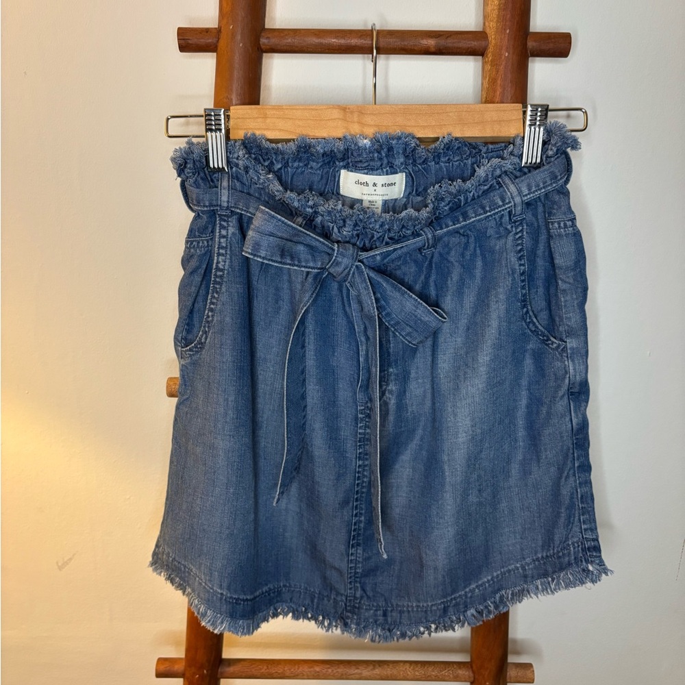 Cloth & Stone Blue Frayed Waist Skirt